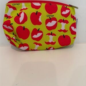 Clinique Red Apple Print Cosmetic Pouch